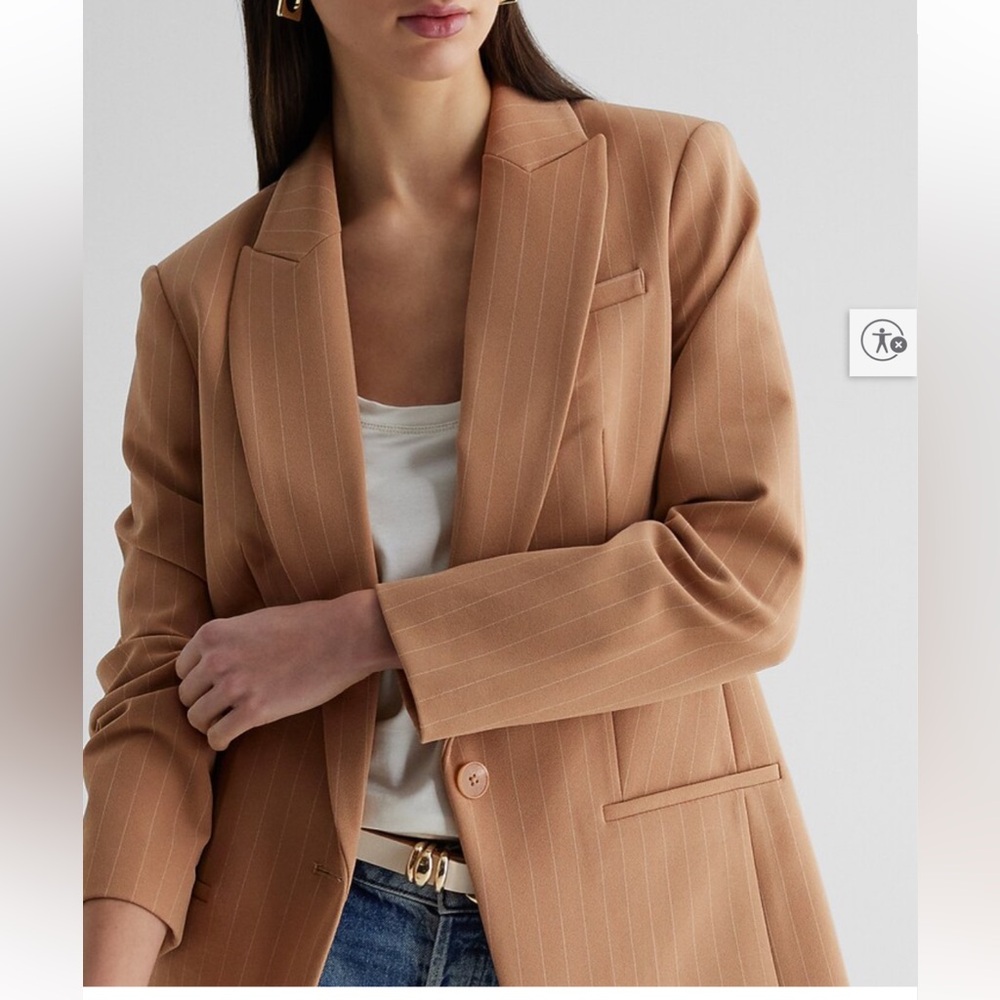 Express NWT Editor One Button Pinstripe Boyfriend Blazer  (mix20)